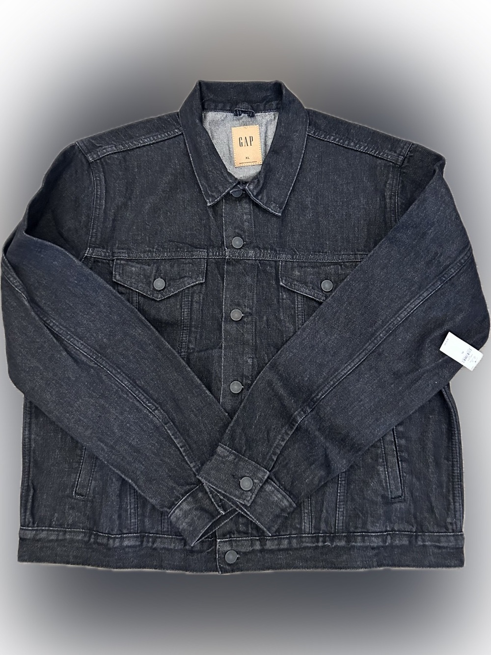 GAP Men's Black Denim Jacket - Button Front Trucker
